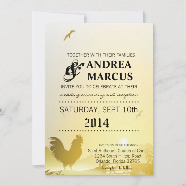 12x18 Wedding Invitation Sunny Morning Farm Land Einladung (Vorderseite)