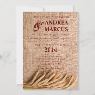 12x18 Wedding Invitation Wheat on Burlap Sack Coun Einladung