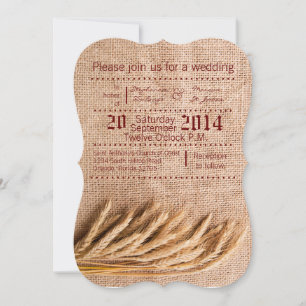 12x18 Wedding Invitation Wheat on Burlap Sack Coun Einladung