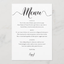 12x18 Wedding Menu Schwarz & Weiß