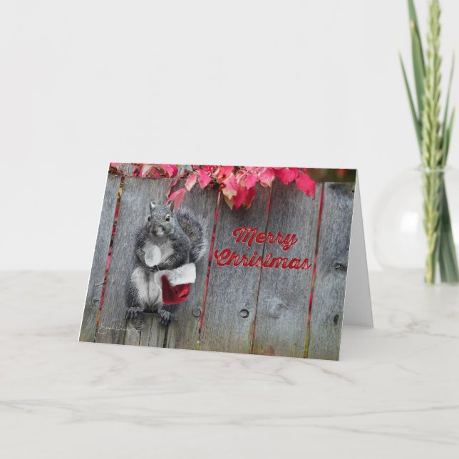 12x18 Weihnachtskarte mit Eichhörnchen Dankeskarte (Vorderseite)