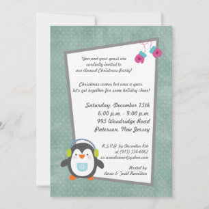 12x18 Winter Penguin Weihnachts-Party Einladung