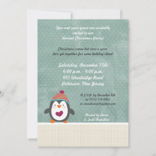 12x18 Winter Penguin Weihnachts-Party Einladung