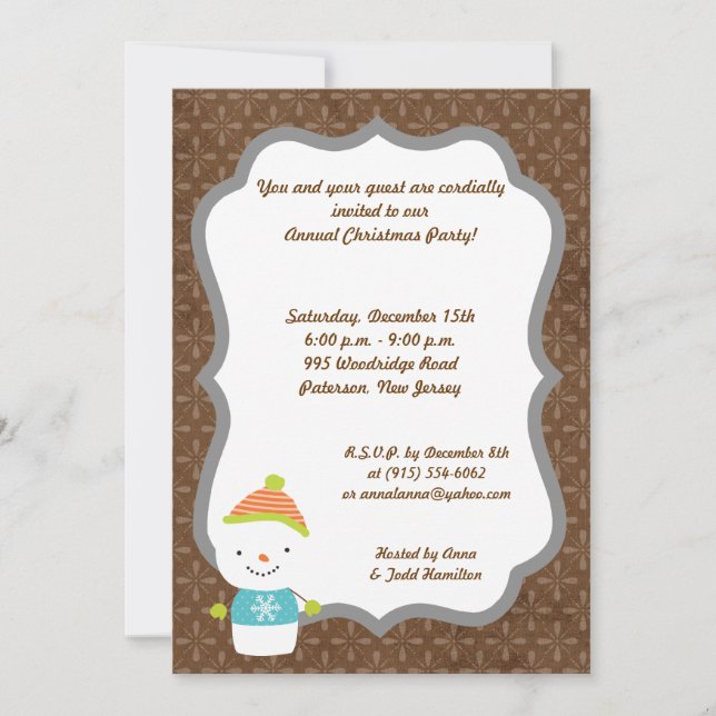 12x18 Winter Snowman Winterschnee Einladung (Vorderseite)