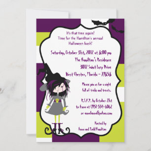 12x18 Witchy Ways Lila Halloween-Party Einladung