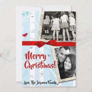 12x18 XMAS Christmas Birch Tree Winter FOTO Card Feiertagskarte