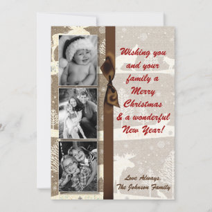 12x18 XMAS Christmas Burlap Deer Dock Buck FOTO-Ka Feiertagskarte