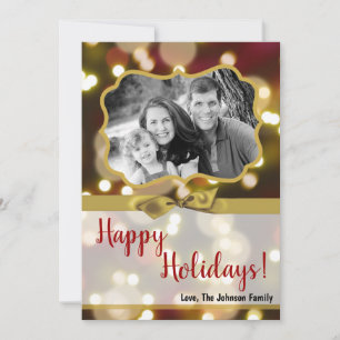 12x18 XMAS Christmas Gold Bokeh Lights FOTO Feiertagskarte