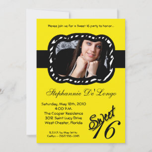 12x18 Yellow Band FOTO Sweet 16 Birthday Einladung