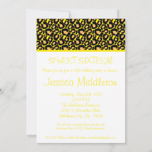 12x18 Yellow Cheetah Print 16. Geburtstag Einladun Einladung