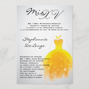 12x18 Yellow Dress Quinceanera Geburtstag Einladun Einladung