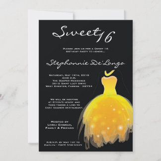 12x18 Yellow Dress Sweet 16 Birthday Einladung