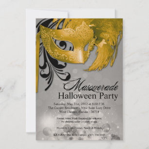 12x18 Yellow Masquerade Halloween Einladung