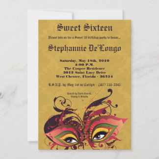 12x18 Yellow Masquerade Sweet 16 Geburtstag Einlad Einladung