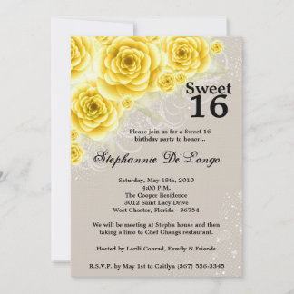 12x18 Yellow Roses Sweet 16 Geburtstag Einladung