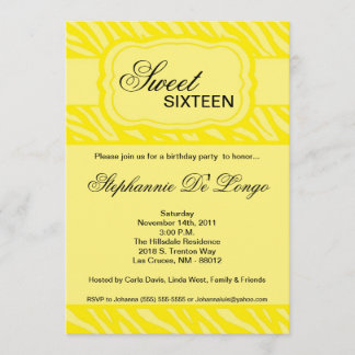 12x18 Yellow Zebra Print Geburtstagsparty Einladun Einladung