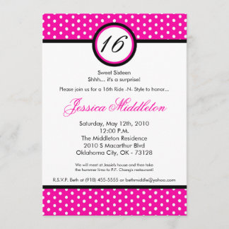 12x18 zacken weiße Polka-Punkt-16. Einladung