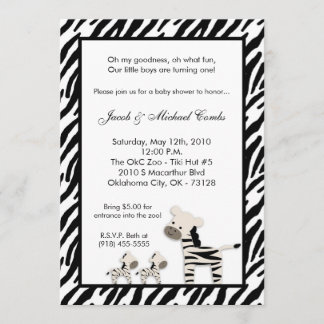 12x18 Zebra PAART Baby-Geburtstags-Party Einladung