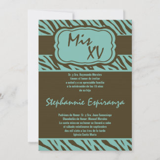 12x18 Zebra Print Quinceanera 15 Einladung