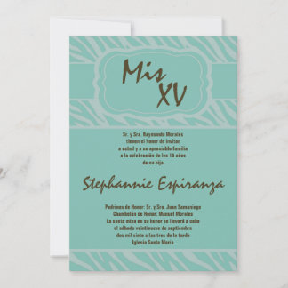 12x18 Zebra Print Quinceanera 15 Einladung