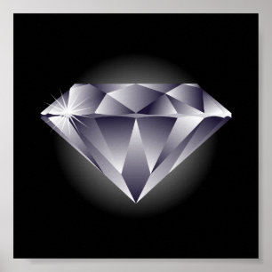 1307552490_Vector_Clipart Silberdiamant schwarz Poster