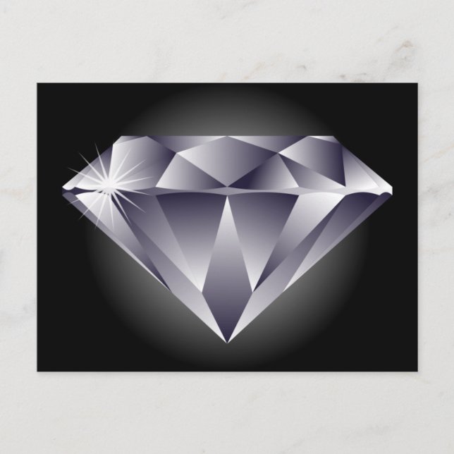 1307552490_Vector_Clipart Silberdiamant schwarz Postkarte (Vorderseite)