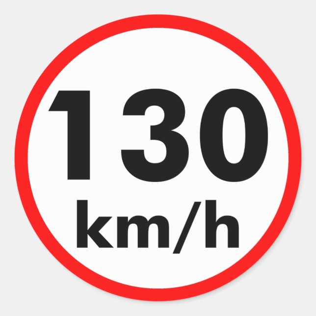 130 km/h runder aufkleber (Vorderseite)