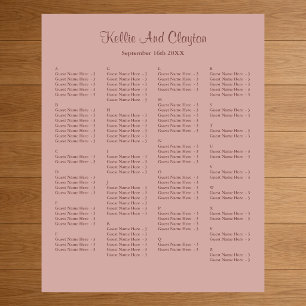 130 Zimt-Rose Einfache Hochzeits-Sitzordnung Poster