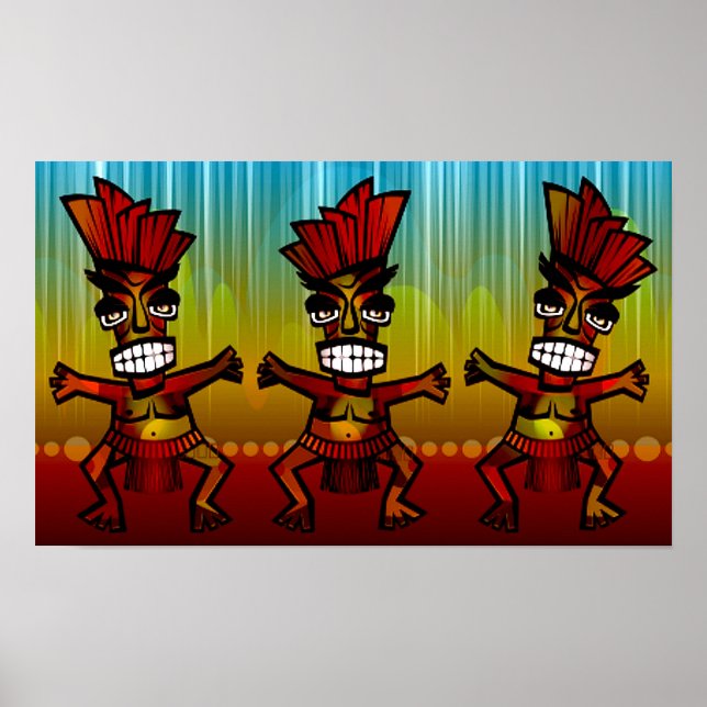 1312743176_Vector_Clipart Hawaiian Tiki men Poster (Vorne)