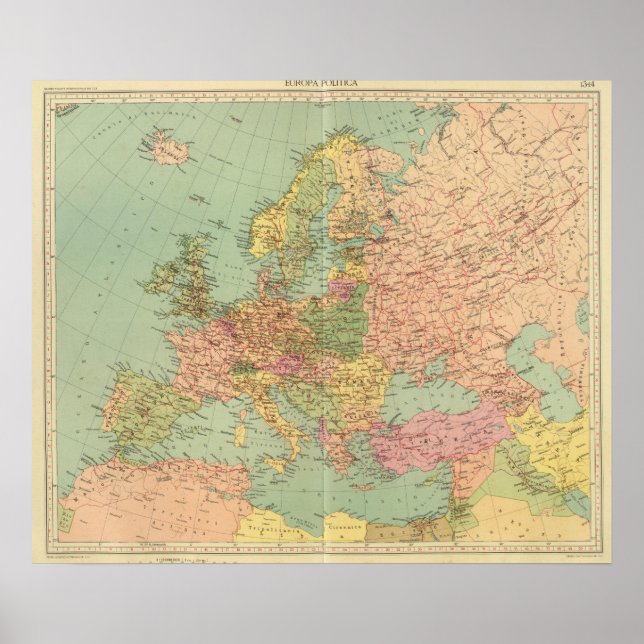 1314 Politisches Europa Poster (Vorne)