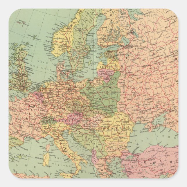 1314 Politisches Europa Quadratischer Aufkleber (Vorderseite)