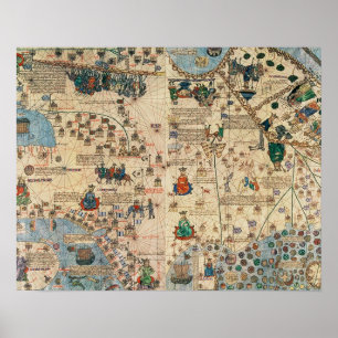 131-0058260/1 Katalanische Atlas: Detail Asien, vo Poster