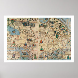 131-0058260/1 Katalanische Atlas: Detail Asien, vo Poster