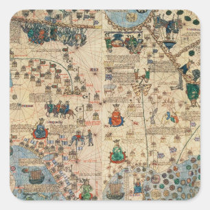 131-0058260/1 Katalanische Atlas: Detail Asien, vo Quadratischer Aufkleber