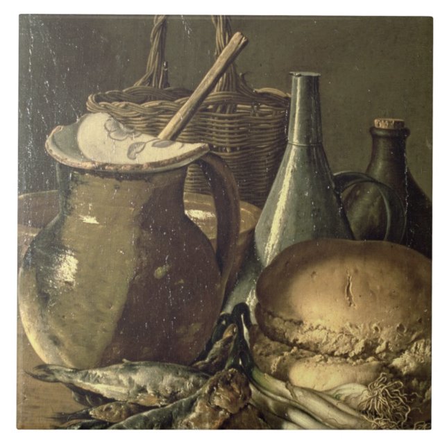 131-0058519/1 Stillleben mit Fischen, Porrees und Fliese (Vorderseite)