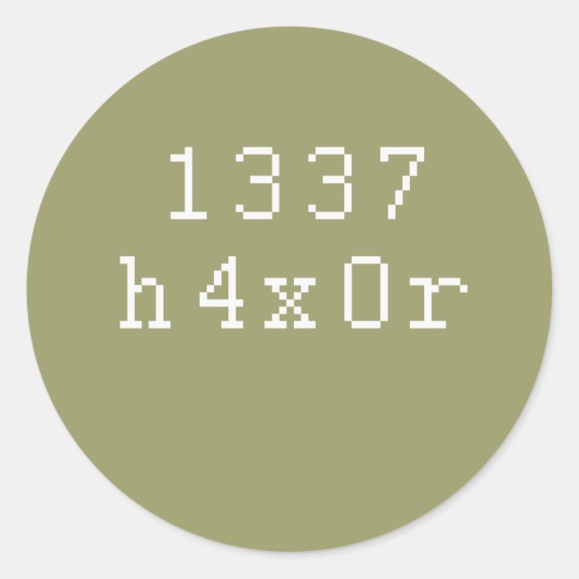 1337 h4ck3r runder aufkleber (Vorderseite)