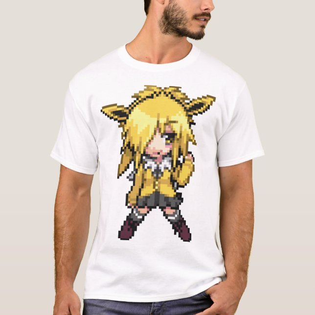 135 JOLTEON Girl Sprite Pixel Art -VOLL POKEDEX!! T-Shirt (Vorderseite)