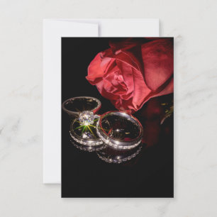 1362-Rote Rose mit Eheringen Einladung