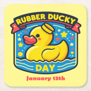 13.01. - Gummi Ducky Day Rechteckiger Pappuntersetzer