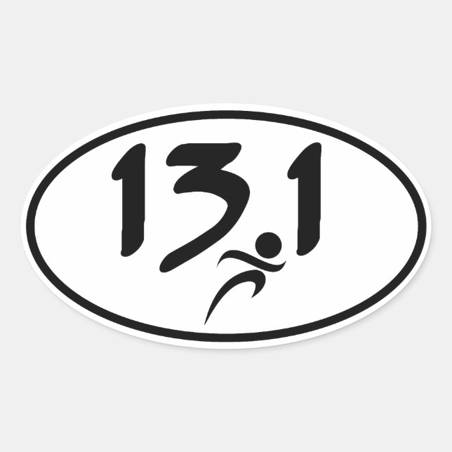 13,1 Halbmarathon Ovaler Aufkleber (Vorderseite)