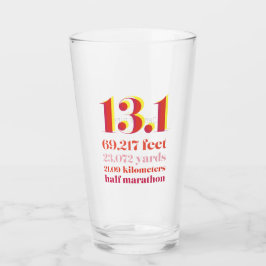 13.1 Halbmarathon Race Distance Yellow Red Glas
