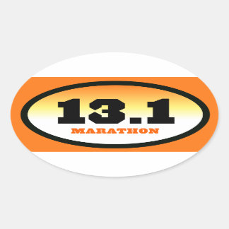 13.1 Halbmarathon Schwarz und Orange Oval Ovaler Aufkleber