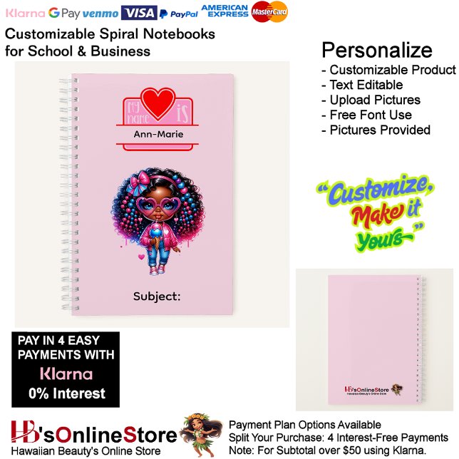 13 African American Girl Writing Supplies Students Notizbuch (13 African American Girl Writing Supplies Students Notebook.)