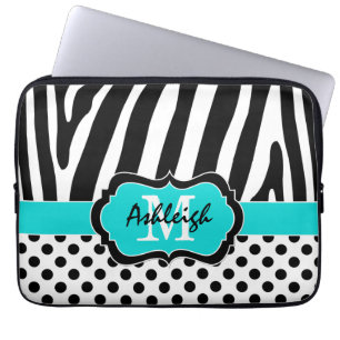 13" Aquaschwarzer Zebra Stripes Laptopschutzhülle