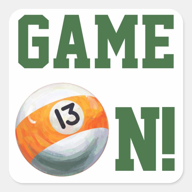 13 Ball Quadratischer Aufkleber (Vorderseite)