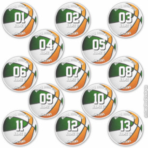 13 Basketball-Aufkleber in grün und orange als Tea Aufkleber