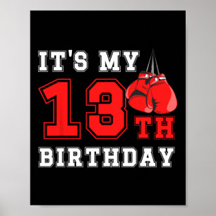 13. Boxing Geburtstagsparty Dreizehnjähriger Boxer Poster