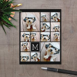 13 Collage Monogramm schwarz - Farbe bearbeiten Postkarte<br><div class="desc">Ein Design mit einem einfachen Hintergrund. Nutzen Sie bis zu dreizehn quadratische Fotos,  um ein einzigartiges und persönliches Geschenk zu kreieren. Wenn Sie die Bilder anpassen müssen,  klicken Sie auf das Werkzeug anpassen,  um Änderungen vorzunehmen.</div>
