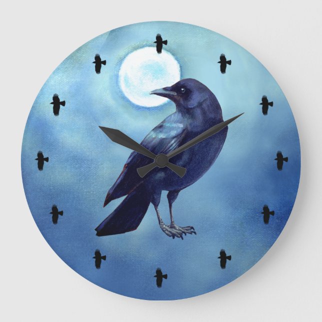 13-Crows Blue Acrylic Wall Clock Große Wanduhr (Vorderseite)