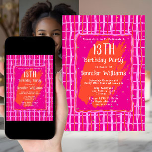 13. Digital Hot Pink Geburtstag Einladung Whimsy